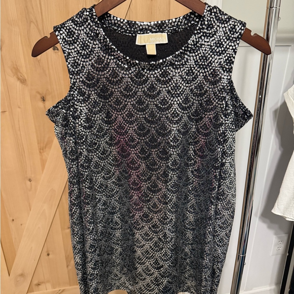 Michael Kors Black and White Patterned Blouse